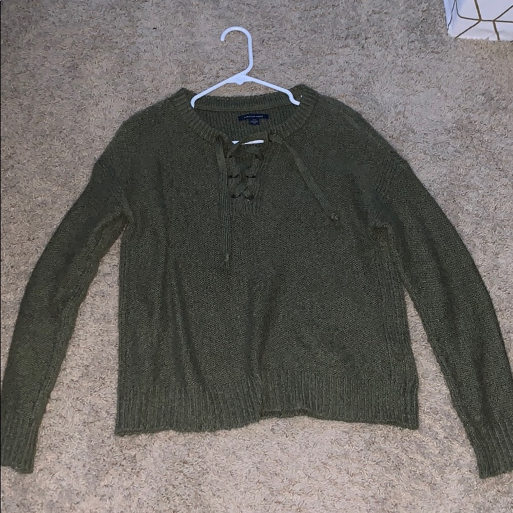 american eagle tie sweater